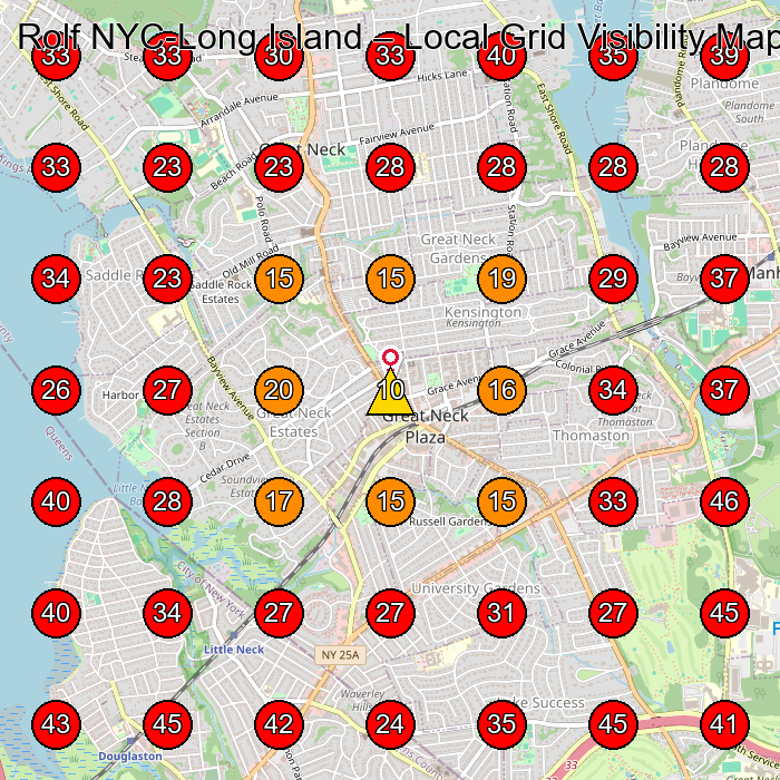 Rolf NYC-Long Island GeoGrid visibility map for Massage Spa in Glen Cove